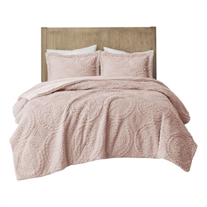Madison Park Arya 3-Piece Fabric Full/Queen Comforter Mini Set in Blush