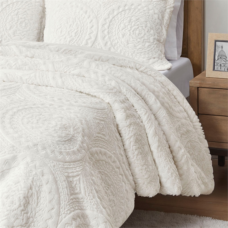 Madison Park Arya 3-Piece Fabric Full/Queen Comforter Mini Set in Ivory