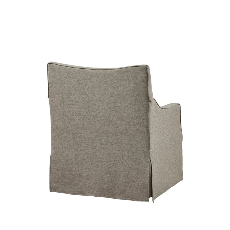 Martha Stewart London Farmhouse Fabric Upholstered Skirted Swivel Chair in Tan