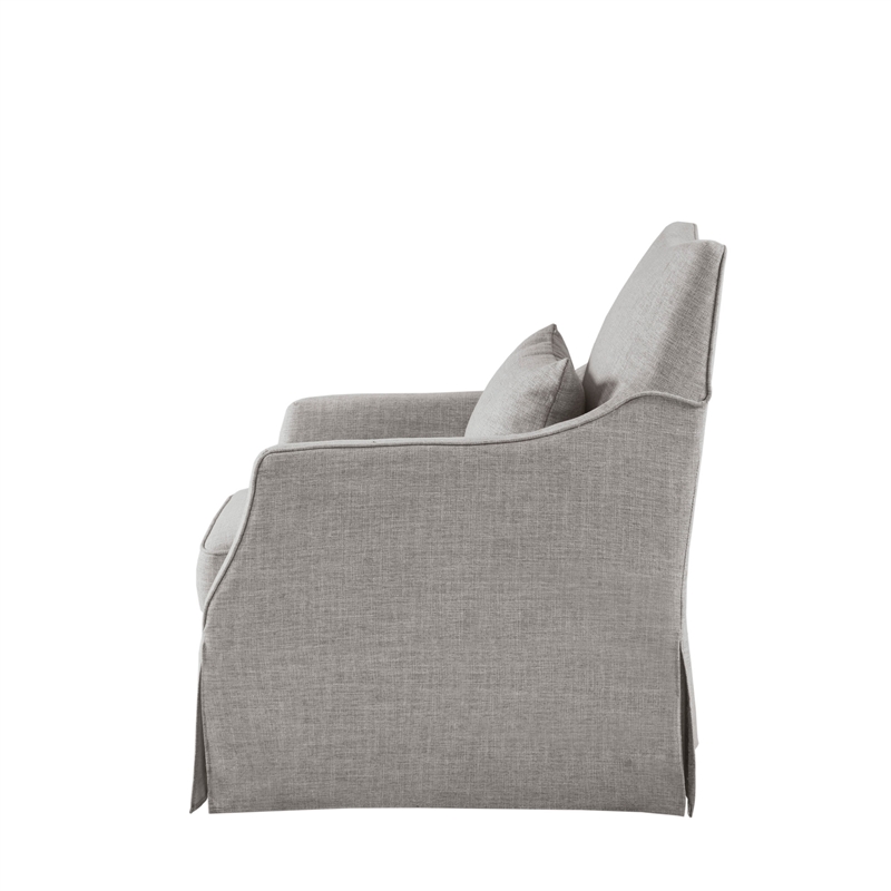Martha Stewart London Farmhouse Fabric Upholstered Skirted Swivel Chair in Gray