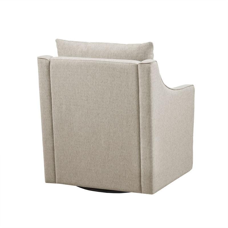 Martha Stewart Christian Woven Fabric Upholstered Swivel Armchair in Ivory