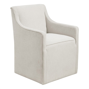 Madison Park Charlotte 20&quot Fabric Dining Arm Chair with Casters in Cream
