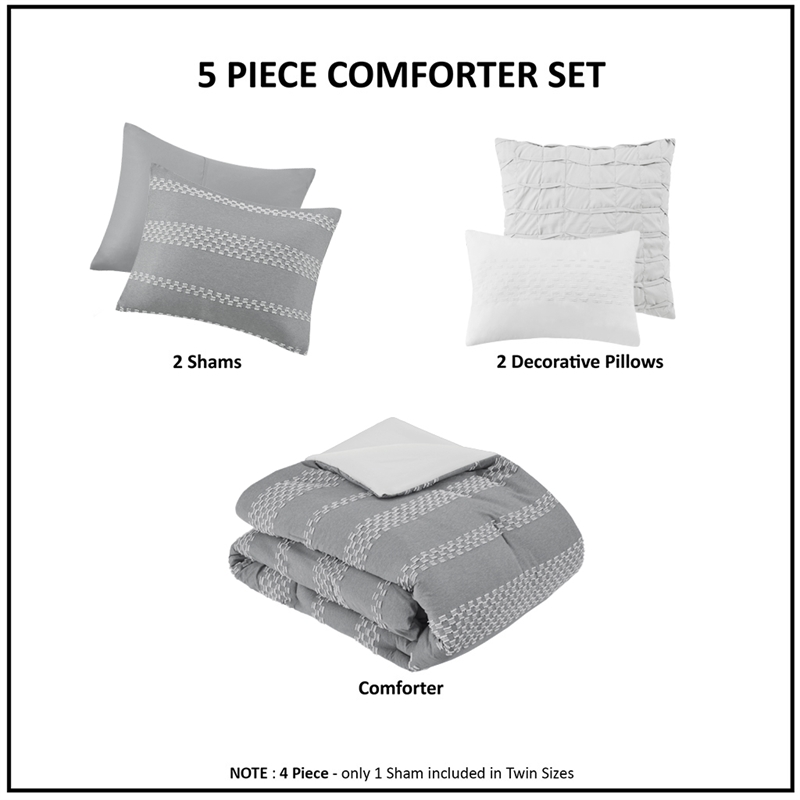 Olliix Madison Park Drew King/Cal King Comforter Set Polyester in Gray
