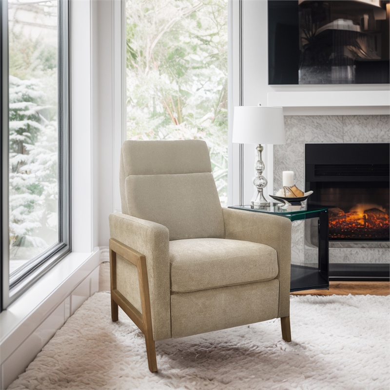 Olliix Chapel Hill Luna Recliner Wood/Plywood/Fabric in Beige
