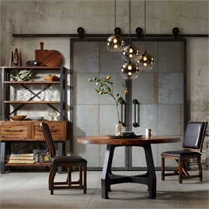 Olliix INK+IVY Lancaster 3-Piece Dining Set MDF/Wood/Fabric in Amber