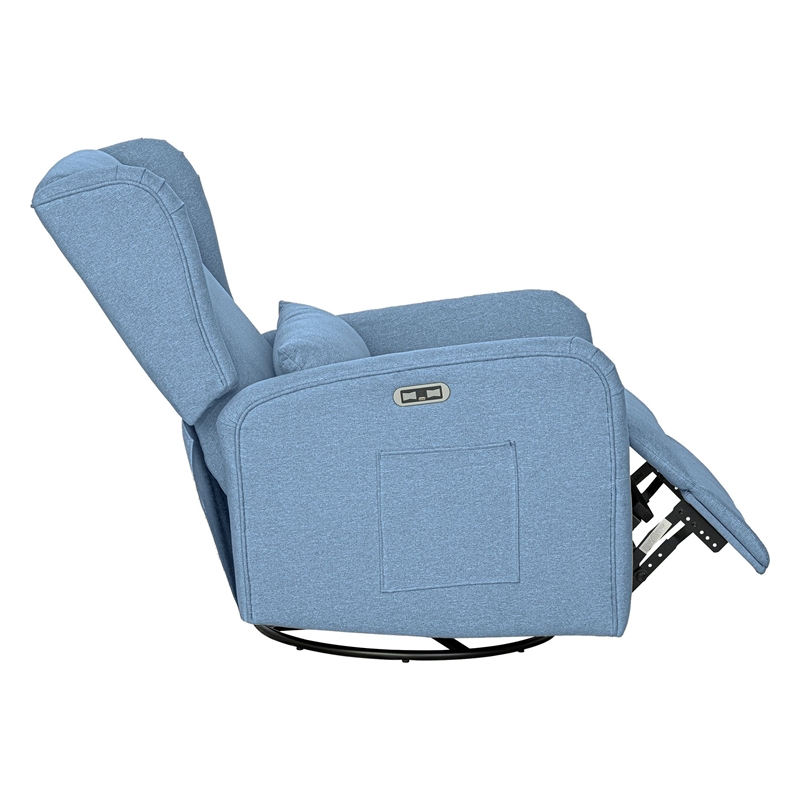 Olliix Madison Park Candace Recliner Wood/Plywood/Fabric in Light Blue