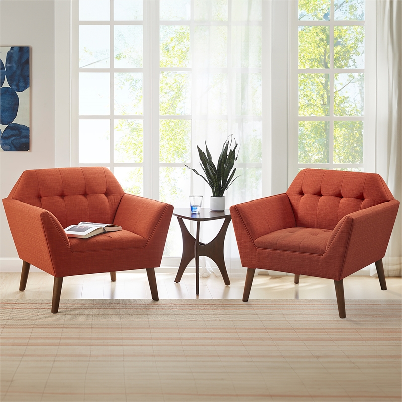 Olliix INK+IVY Newport Set of 2 Lounge Chair Wood/Plywood/Fabric in Spice