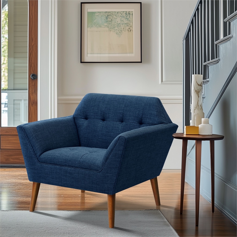 Olliix INK+IVY Newport Set of 2 Lounge Chair Wood/Plywood/Fabric in Blue