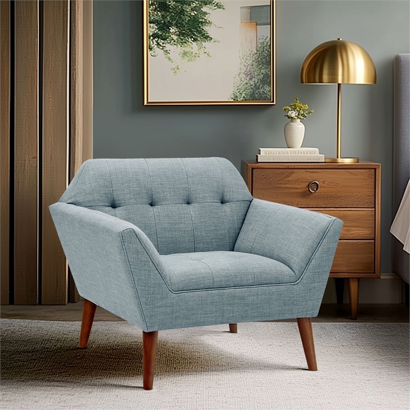 Olliix INK+IVY Newport Set of 2 Lounge Chair Wood/Plywood/Fabric in Light Blue