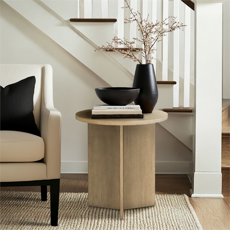Olliix Martha Stewart Sadie Accent Table MDF/Wood in Reclaimed Greige
