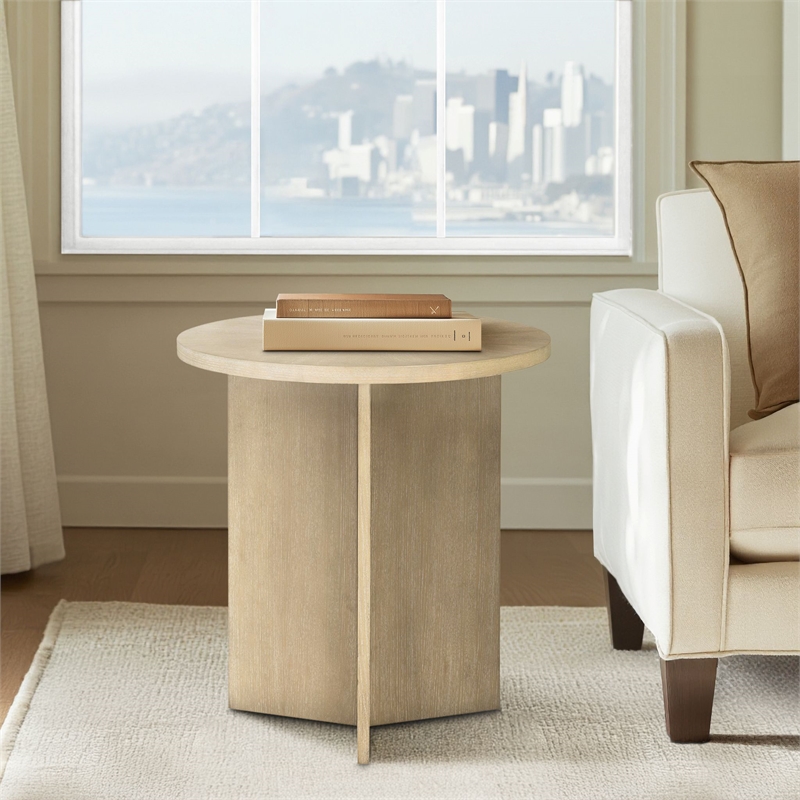 Olliix Martha Stewart Sadie Accent Table MDF/Wood in Reclaimed Greige