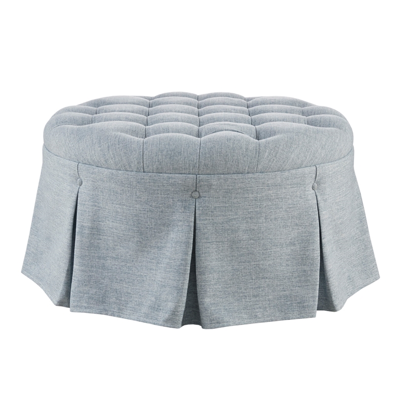 Olliix Martha Stewart Terri Ottoman Wood/Plywood/Fabric/Plastic in Light Blue