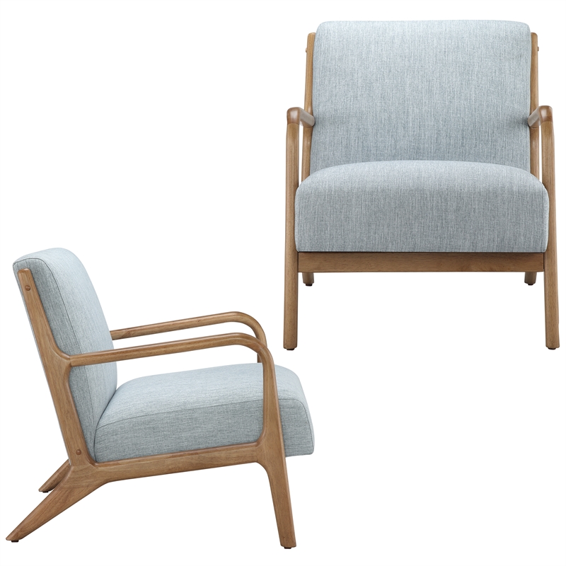 Olliix INK+IVY Novak Set of 2 Accent Armchair Wood/Polyester in Light Blue