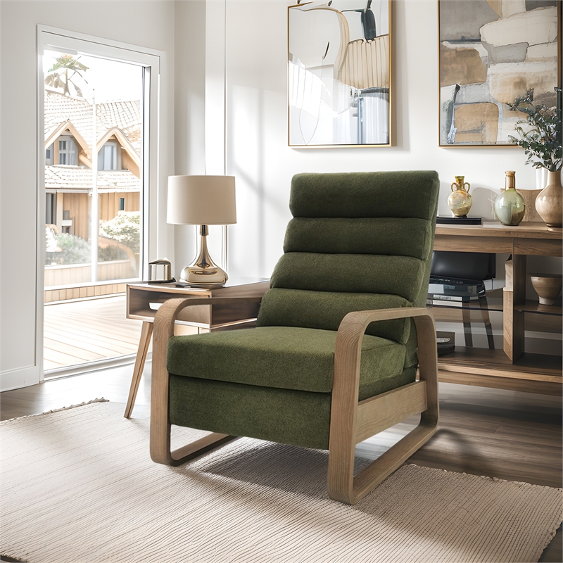 Olliix Chapel Hill Jordan Push Back Recliner Wood/Plywood in Green