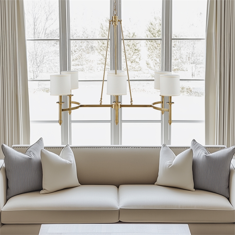 Olliix Hampton Hill Elegenza 6-Light Chandelier Iron/Polyester in Antique Gold
