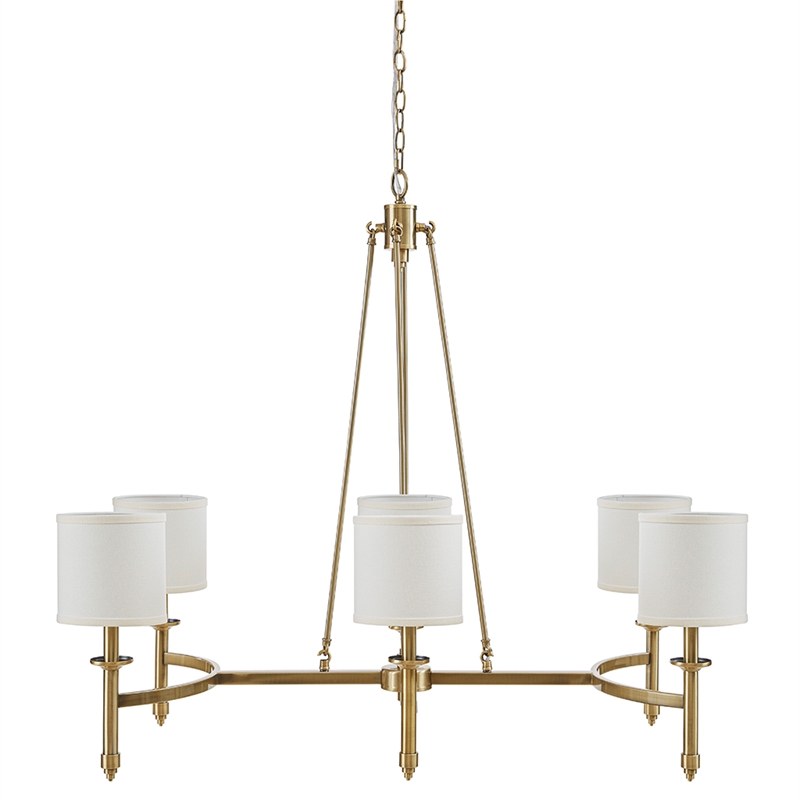 Olliix Hampton Hill Elegenza 6-Light Chandelier Iron/Polyester in Antique Gold