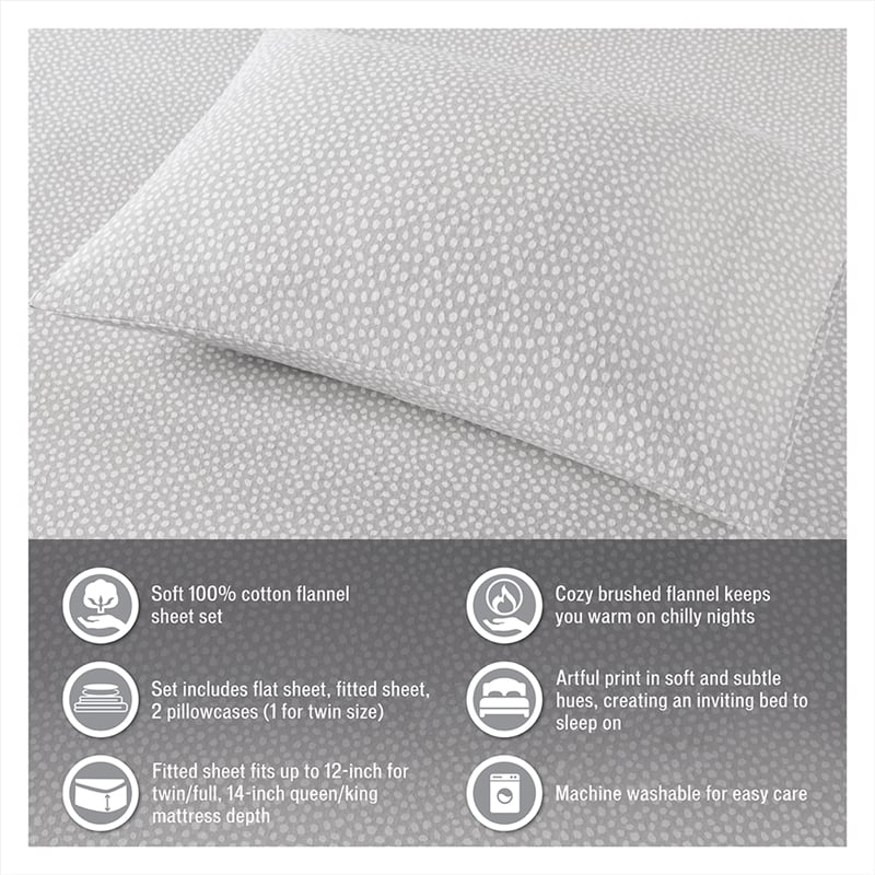 Olliix True North by Sleep Philosophy Cozy Flannel Queen Sheet Set in Aqua Dots