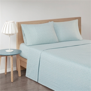 Olliix True North by Sleep Philosophy Cozy Flannel Queen Sheet Set in Aqua Dots