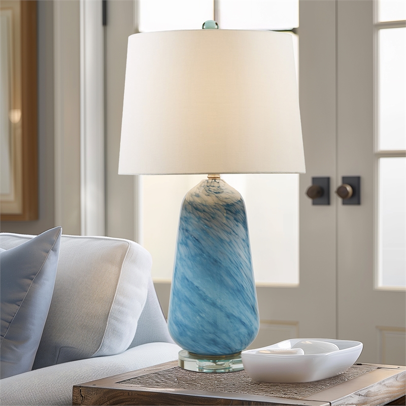 Olliix INK+IVY Aquaviva Table Lamp Glass/Acrylic/Polyester in Blue