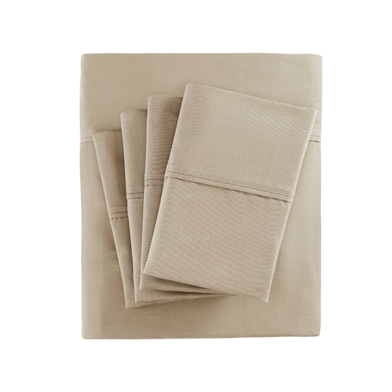 Olliix Madison Park 800 Thread Count Split King Sheet Set Cotton in Khaki