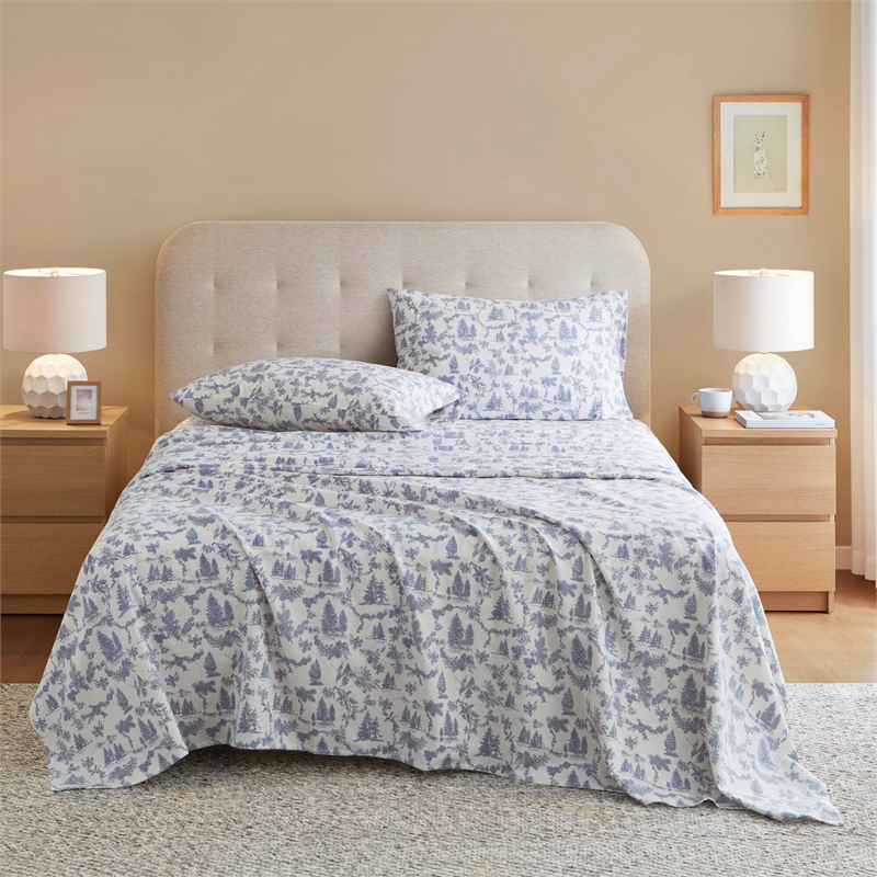 Olliix True North by Sleep Philosophy Cozy Flannel Queen Sheet Set in Toile
