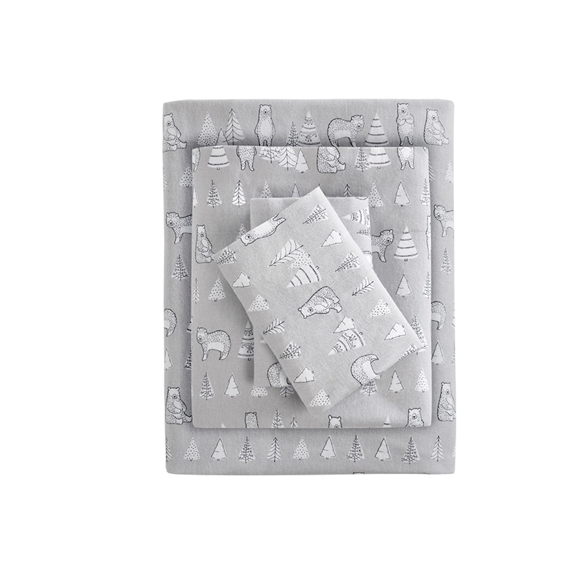 Olliix True North by Sleep Philosophy Cozy Flannel Twin XL Sheet Set in Bear
