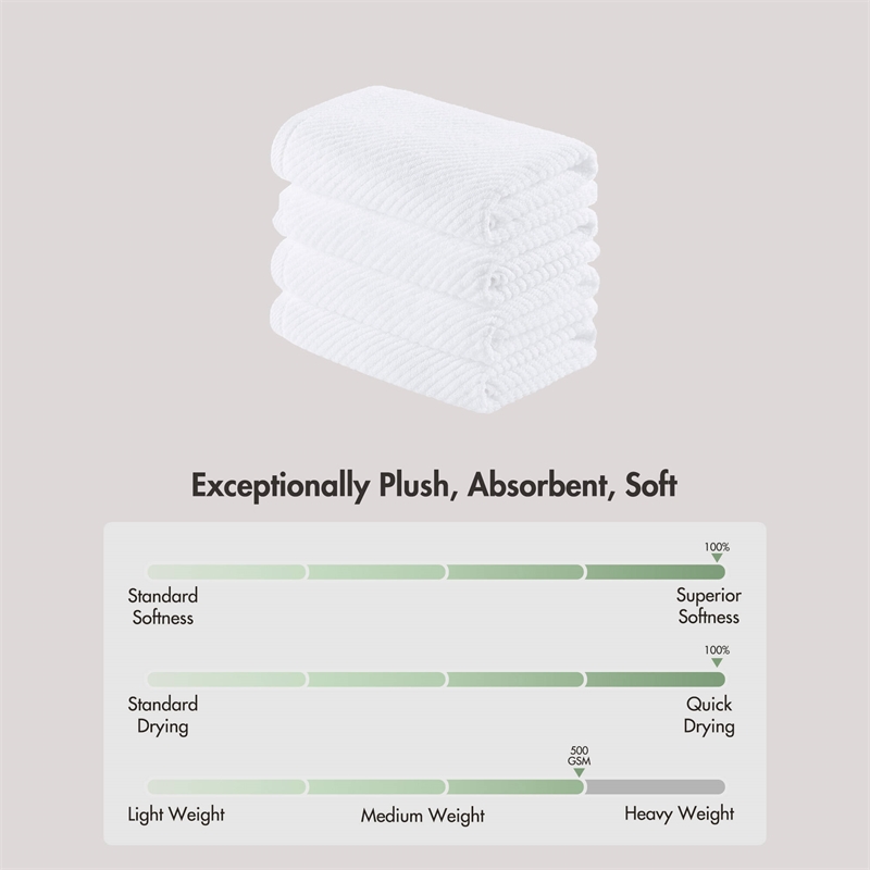 Olliix Madison Park Diagonal Ribbed 4-Piece Bath Towel Cotton in White