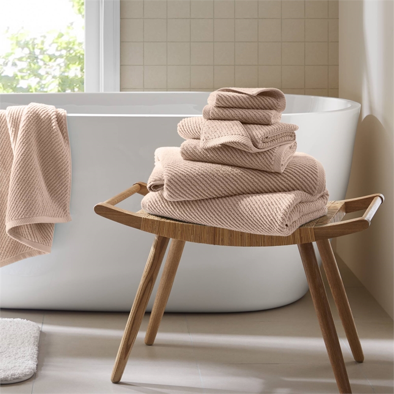 Olliix Madison Park Diagonal Ribbed 6-Piece Bath Towel Cotton in Beige