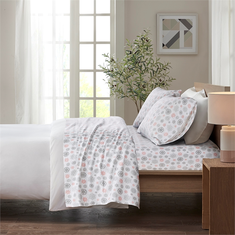 Olliix True North by Sleep Philosophy Cozy Flannel Twin XL Sheet Set in Pink