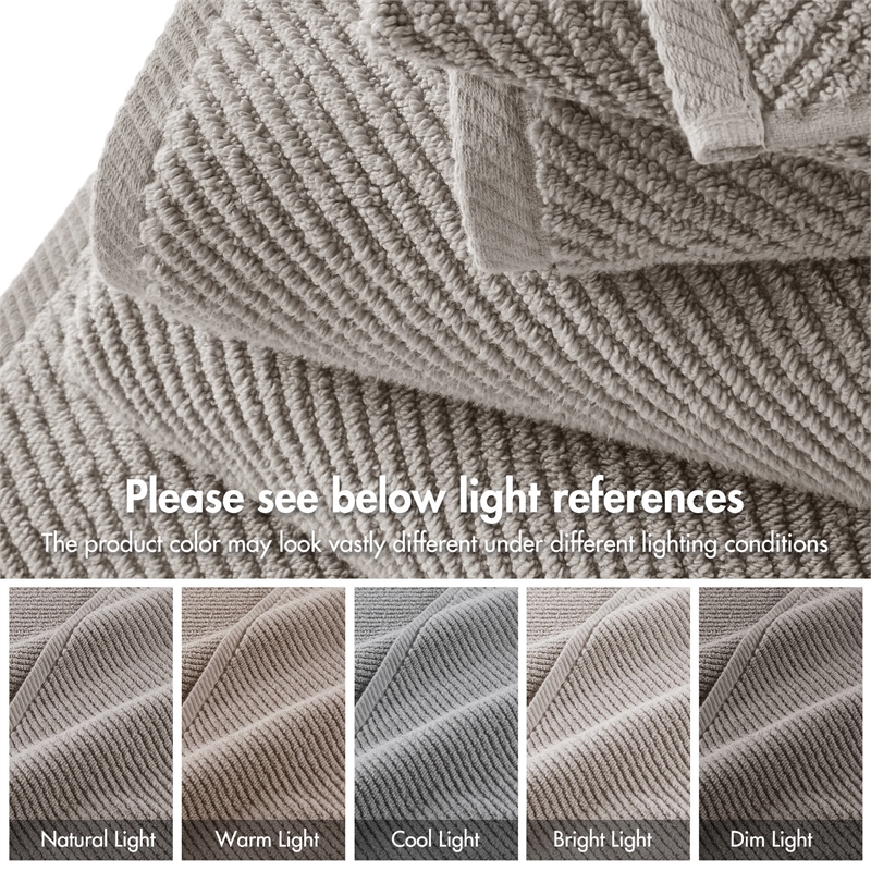 Olliix Madison Park Diagonal Ribbed 6-Piece Bath Towel Cotton in Grey