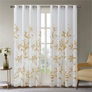 Olliix Madison Park Cecily 50x95&quot Sheer Polyester in Yellow
