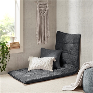 Olliix Intelligent Design Edelia 27&quot x 74&quot Floor Pillow Cushion in Charcoal