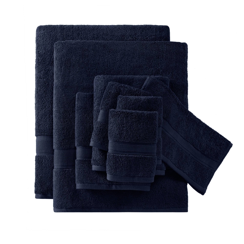 Olliix Madison Park Signature 800GSM 8-Piece Bath Towel Cotton in Dark Navy