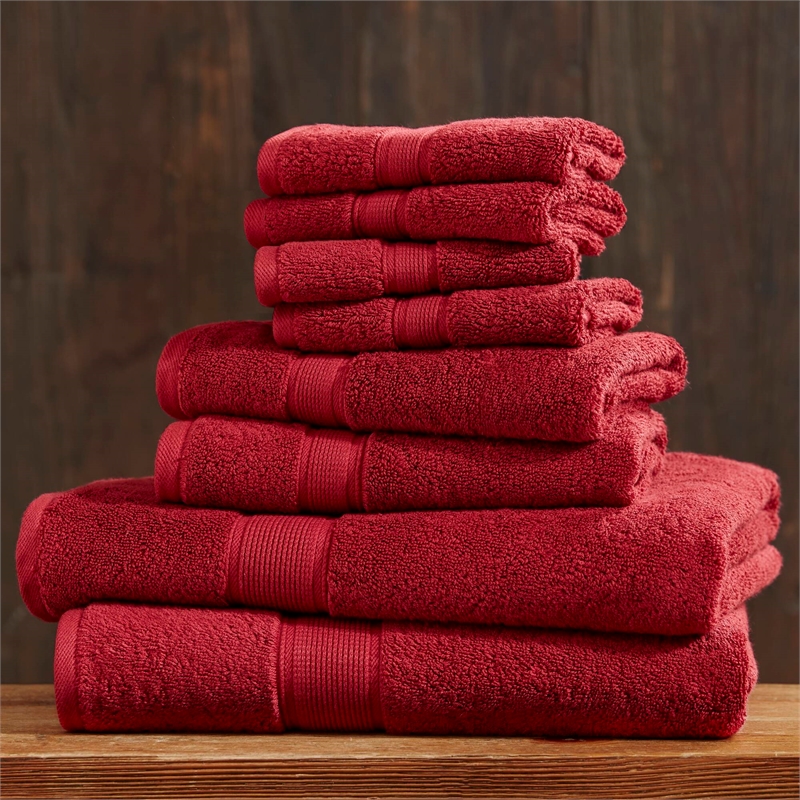 Olliix Madison Park Signature 800GSM 8-Piece Bath Towel Cotton in Bright Red