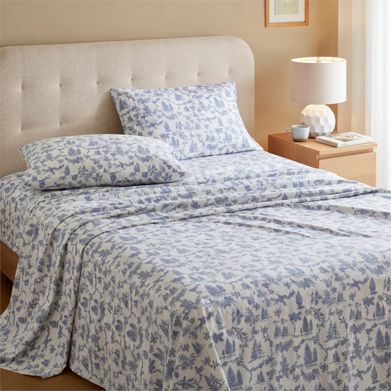 Olliix True North by Sleep Philosophy Cozy Flannel Full Sheet Set in Toile