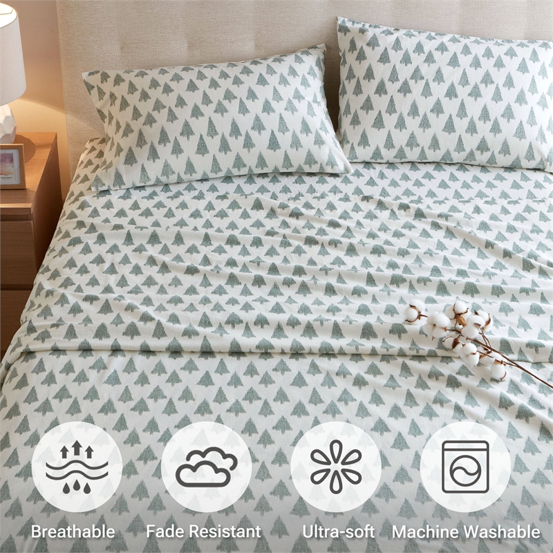 Olliix True North by Sleep Philosophy Cozy Flannel Full Sheet Set in Ikat tree