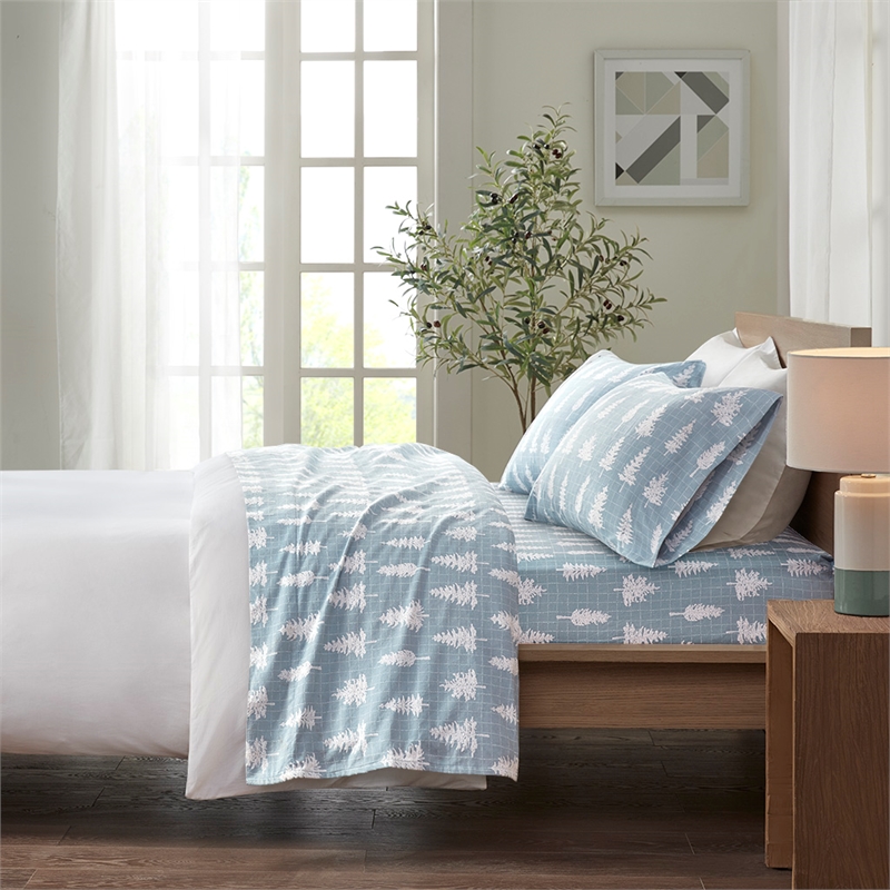 Olliix True North by Sleep Philosophy Cozy Flannel Full Sheet Set in Blue