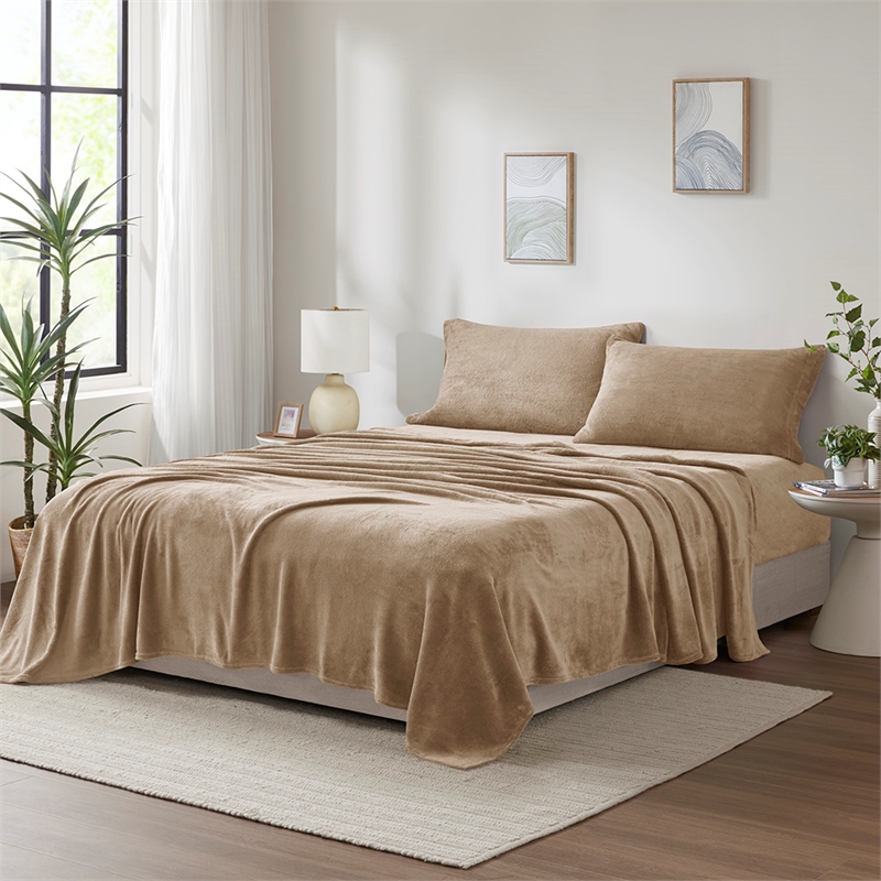 Olliix True North by Sleep Philosophy Soloft Plush Full Sheet Set in Taupe