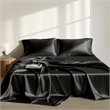 Olliix Madison Park Essentials Satin Twin Sheet Set Polyester in Black