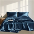 Olliix Madison Park Essentials Satin Twin Sheet Set Polyester in Midnight Blue