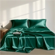 Olliix Madison Park Essentials Satin Twin Sheet Set Polyester in Emerald