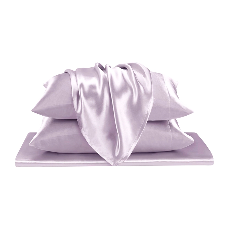 Olliix Madison Park Essentials Satin Twin Sheet Set Polyester in Lilac