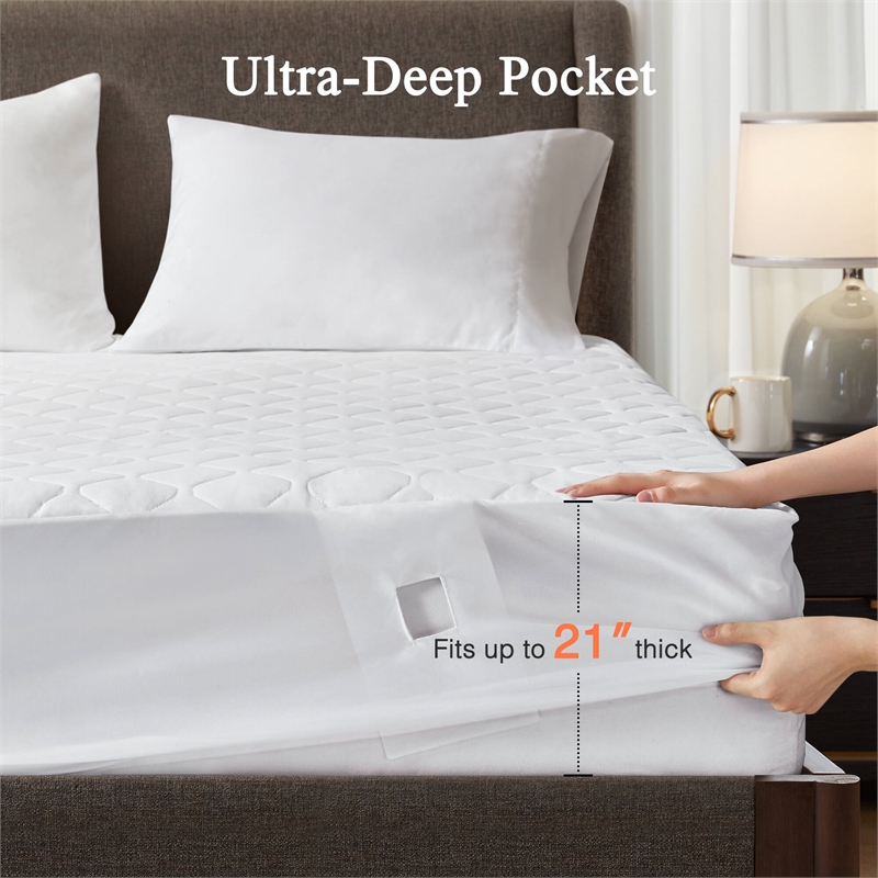 Olliix Beautyrest Cotton Full Mattress Pad Cotton in White