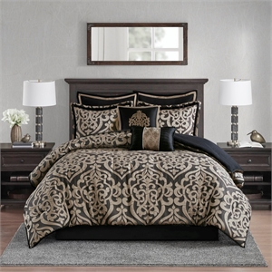 Olliix Madison Park Odette King Comforter Set Polyester in Black