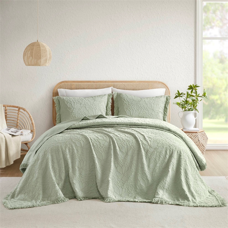 Olliix Madison Park Willow King Bedspread Set Cotton in Sage