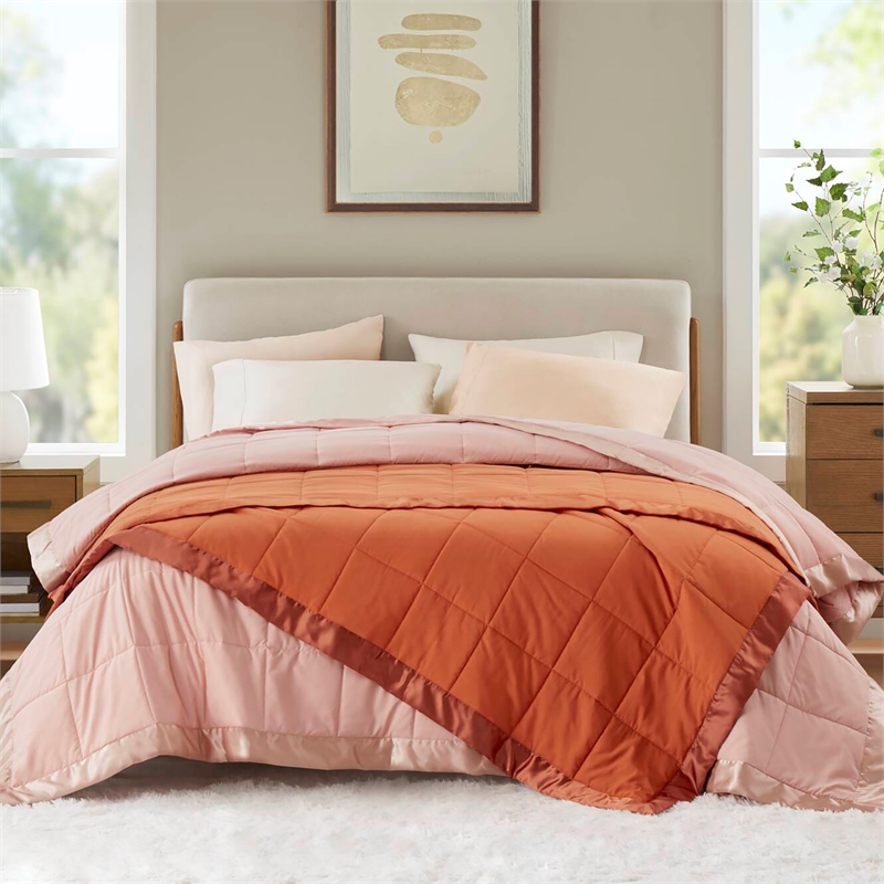 Olliix Madison Park Windom Twin Blanket Polyester in Orange