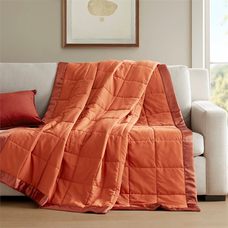 Olliix Madison Park Windom Twin Blanket Polyester in Orange