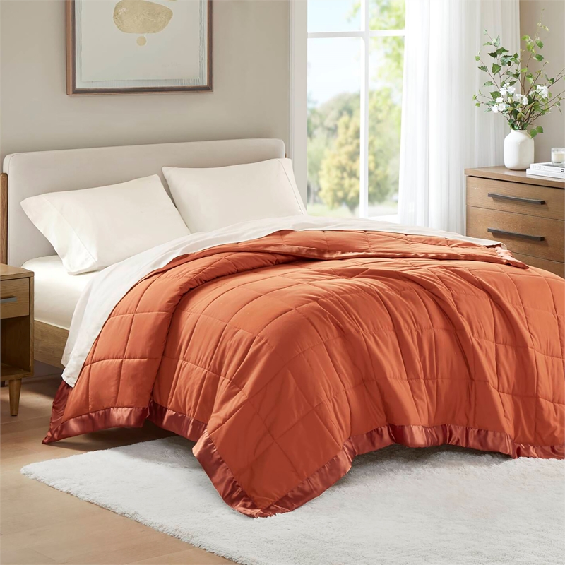 Olliix Madison Park Windom Twin Blanket Polyester in Orange