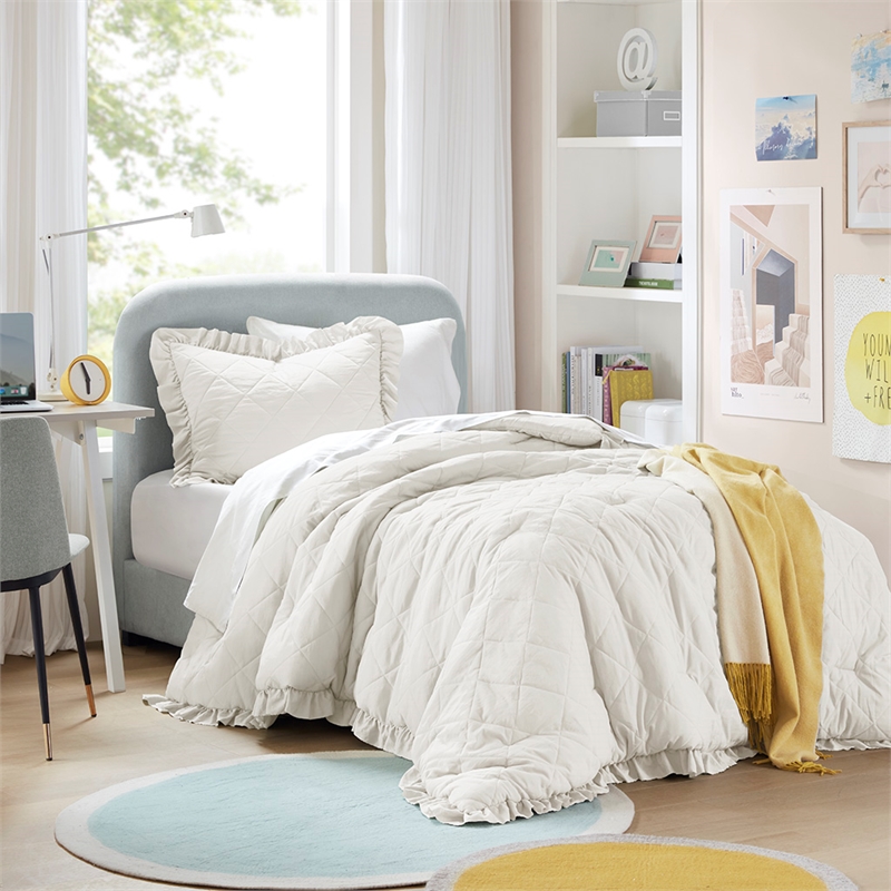 Olliix Comfort Spaces Twin/Twin XL Microfiber Comforter Set in  Ivory