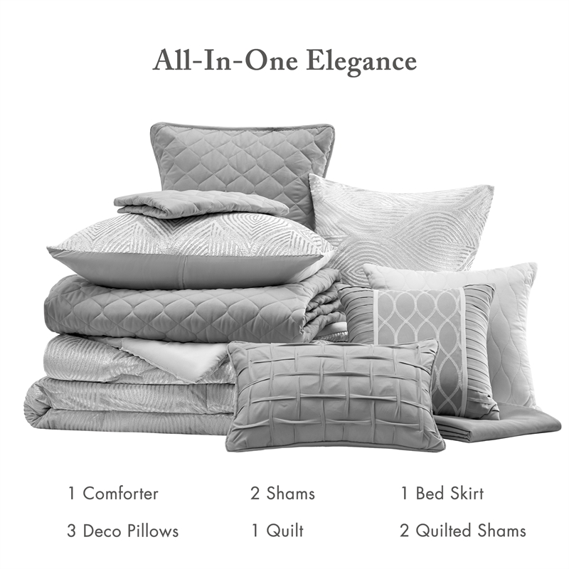 Olliix Madison Park King PolyesterComforter Set in  Grey
